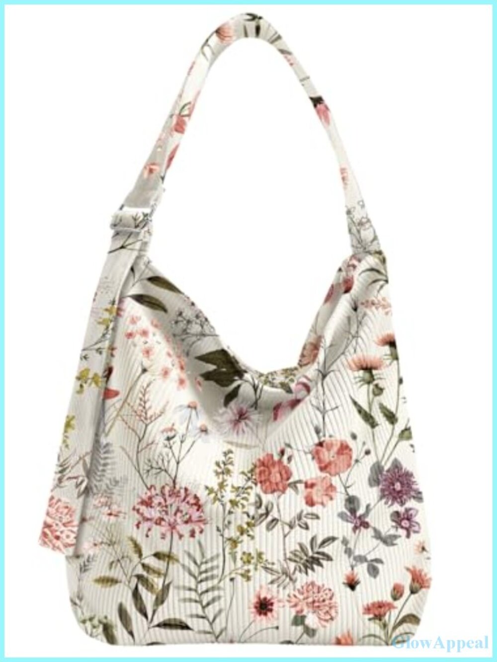 Corduroy Hobo Bag for Women Large Zipper Tote Handbag Adjustable Strap